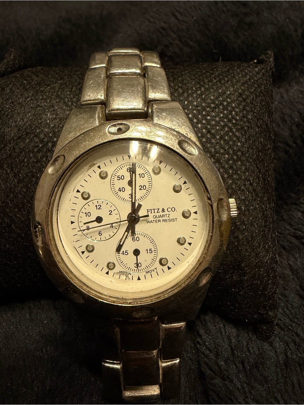 Men’s Silver Stainless Steel Chronograph Watch - White Dial